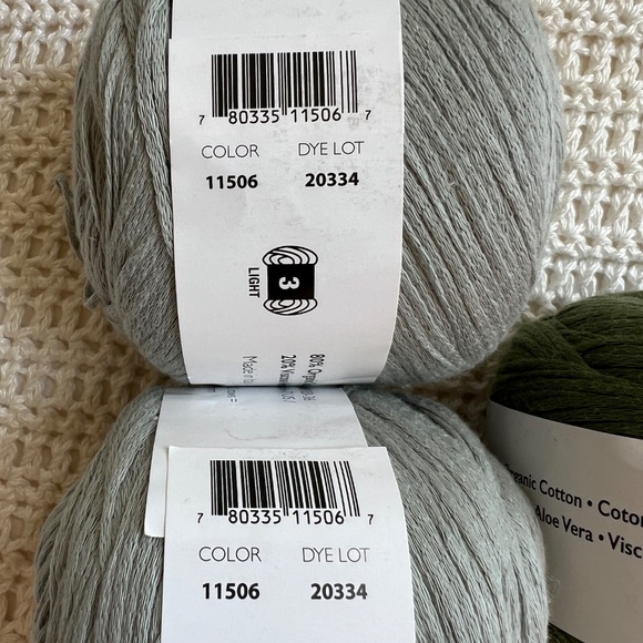 3 Balls Berroco Vera Cotton Viscose Blend Yarn 100 g ea Colour Green 11516 11506 - Picture 3 of 7